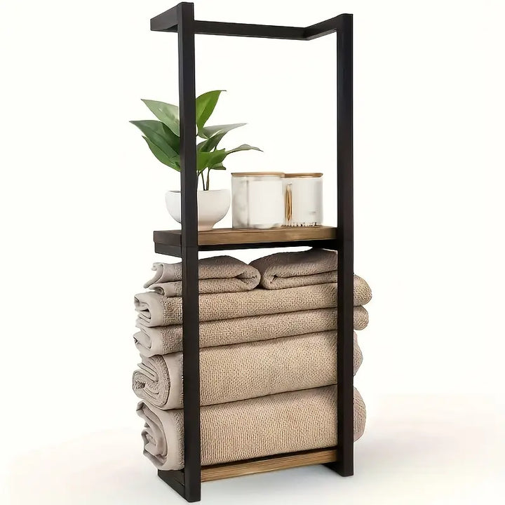 2-Tier Wall Mounted Towel Rack Made of Carbon Steel 77 cm
