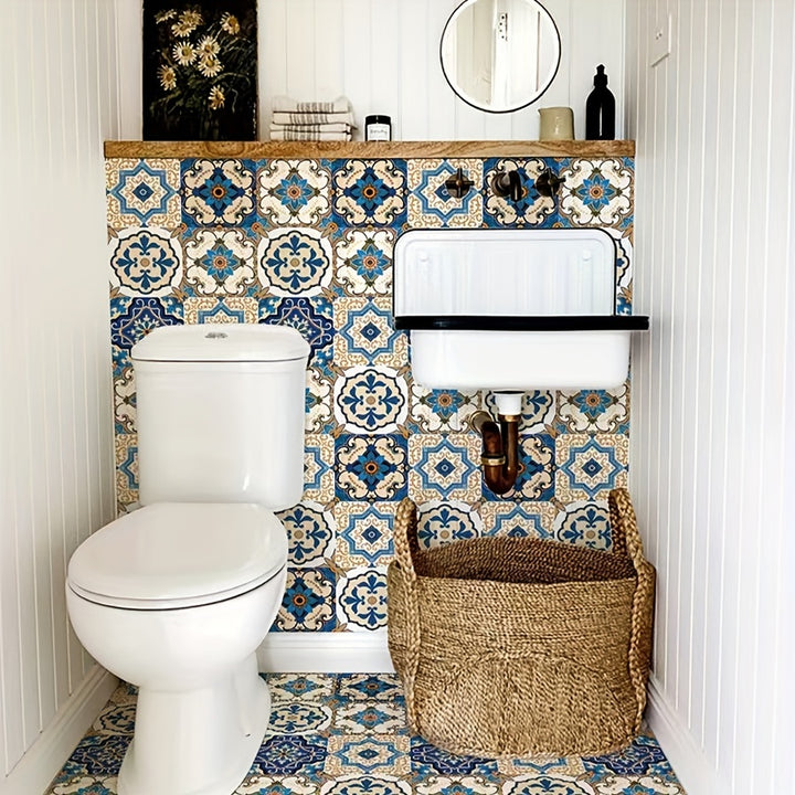 DIY Moroccan Tile Stickers | Waterproof PVC Wall Stickers for Kitchen &amp; Bathroom