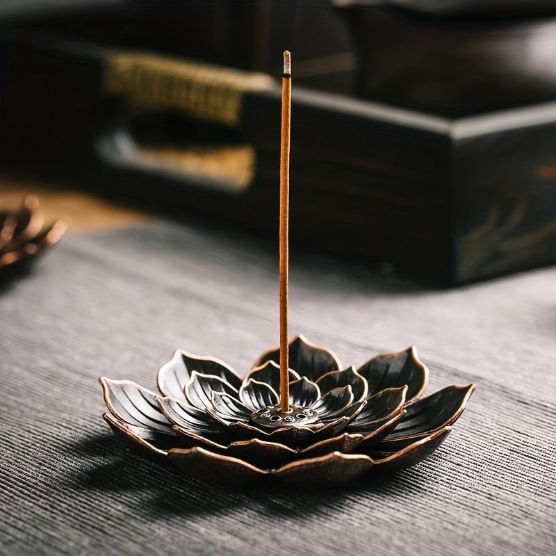 Brass Lotus Incense Burner | Elegant diffuser with removable ashtray