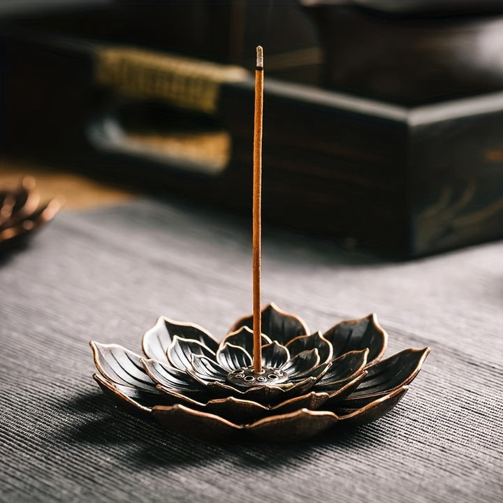 Brass Lotus Incense Burner | Elegant diffuser with removable ashtray
