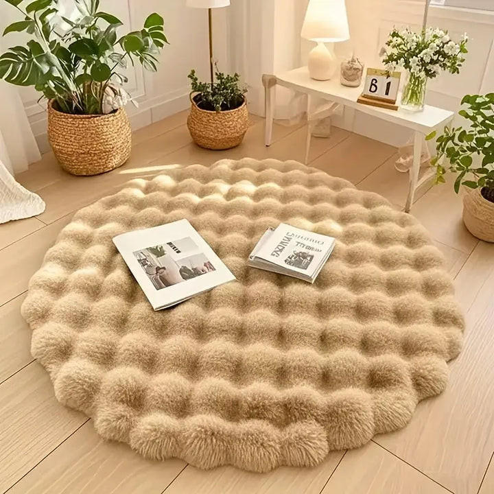 Nuvia | Round Fluffy Bubble Fleece Carpet 90 cm