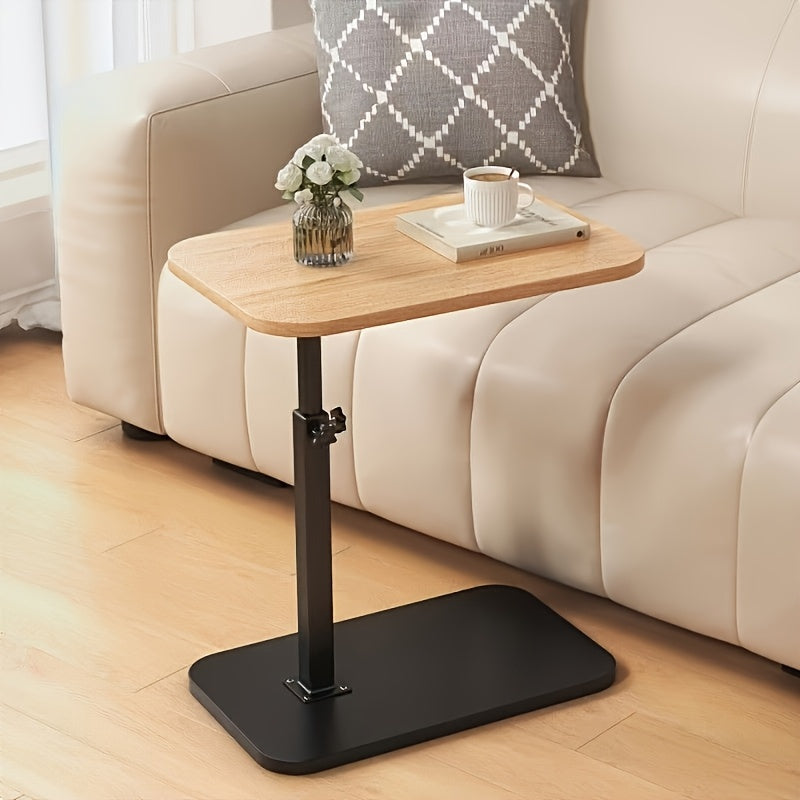 Adjustable Side Table | Wood and Metal | Height Adjustable for Sofa or Bed