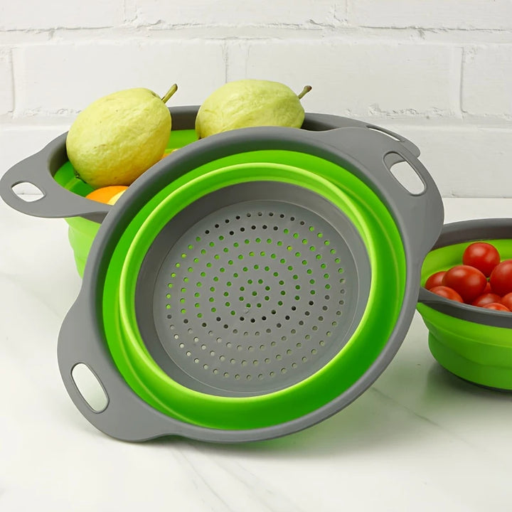 Round Silicone Drip Tray | Collapsible | For Pasta, Vegetables &amp; Fruit