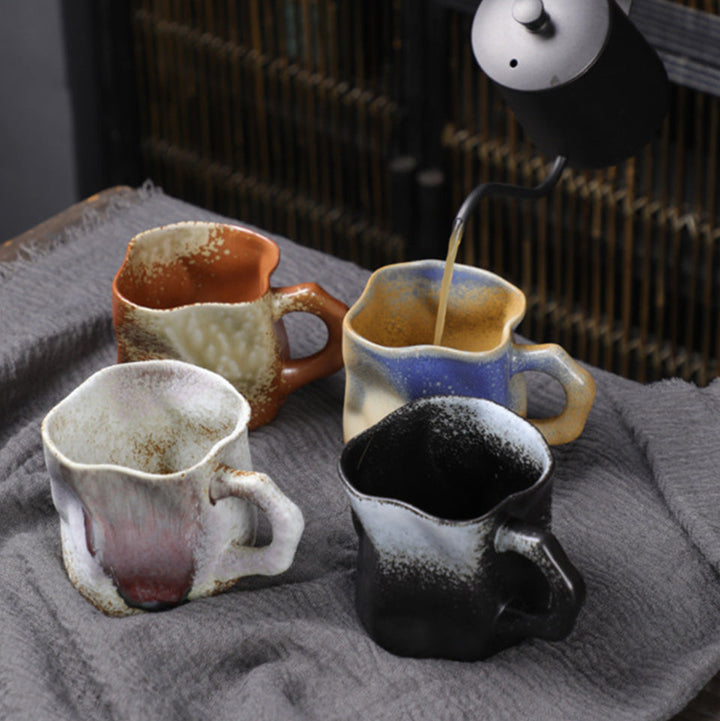 Twisted Ceramic Mug – Handmade Retro Cup (280ml)
