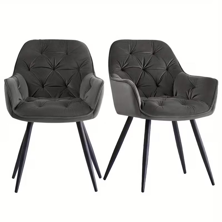 Modern Dining Chair | Velvet Upholstery &amp; Metal Legs