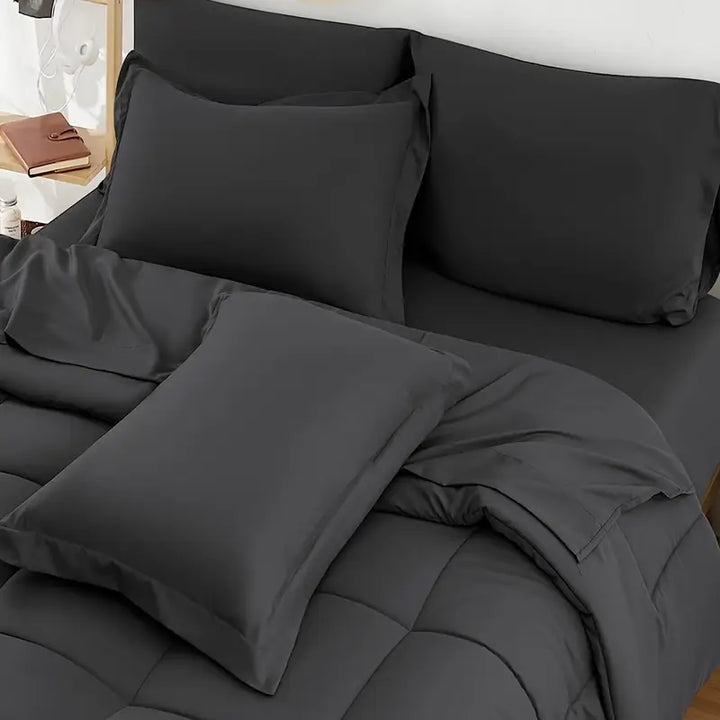 CozyWeave | Dark Gray 3-Piece Quilted Duvet with Pillowcases