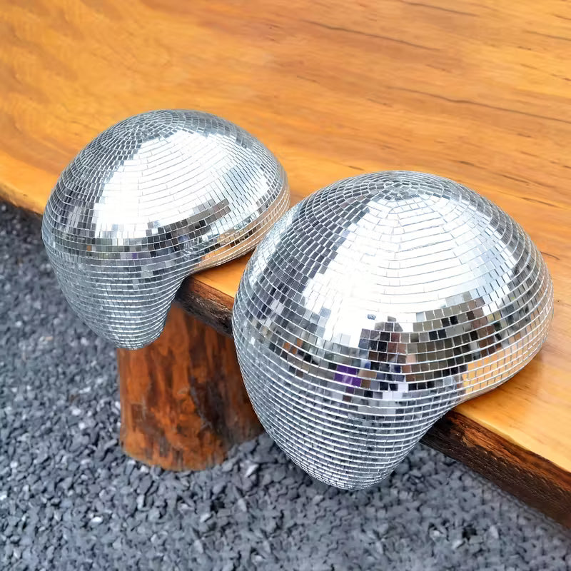 MeltBall™ Silver Molten Disco Ball Sculpture | Mirrored Glass Art Object