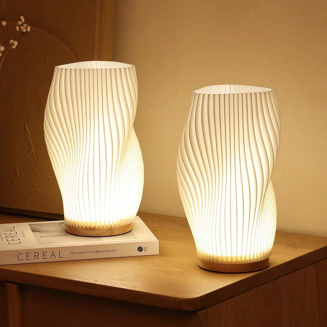 Serene Wavecrest Lamp | Modern Wave-Shaped Table Lamp | Dimmable LED &amp; USB Connection
