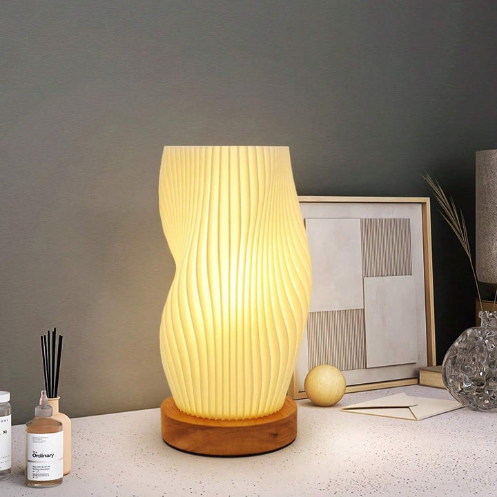 Serene Wavecrest Lamp | Modern Wave-Shaped Table Lamp | Dimmable LED &amp; USB Connection