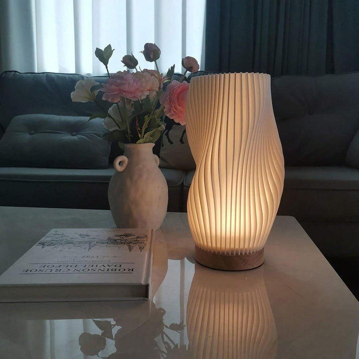 Serene Wavecrest Lamp | Modern Wave-Shaped Table Lamp | Dimmable LED &amp; USB Connection