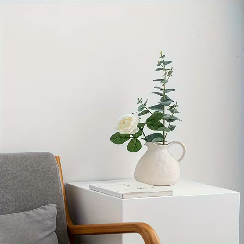 Rustic Ceramic Vase with Handle | Handmade Vintage Pitcher