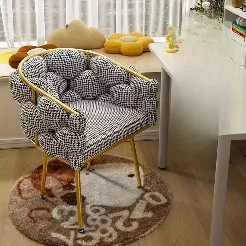 Luxurious Modern Accent Chair | Velvet Lounge Chair with Gold Frame