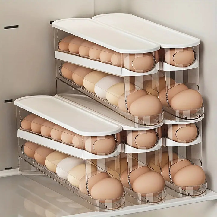 Space-saving egg holder for the refrigerator | 2 layers | Transparent