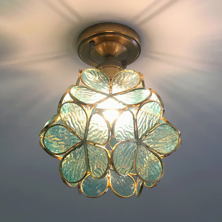 1-Light Retro Ceiling Lamp | Tiffany-Style Stained Glass, 20cm Wide