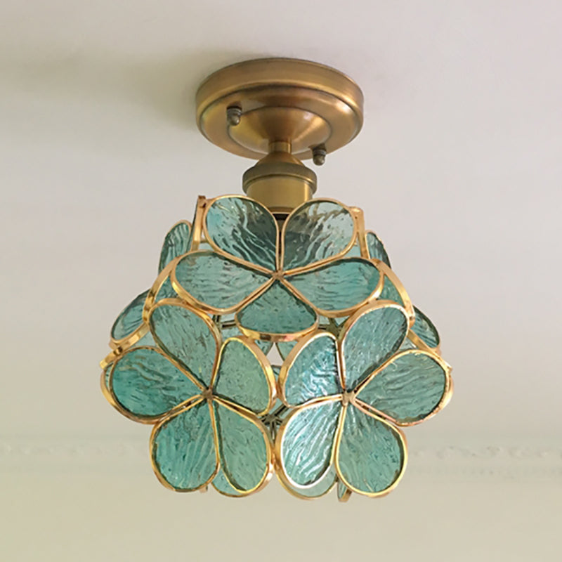 1-Light Retro Ceiling Lamp | Tiffany-Style Stained Glass, 20cm Wide