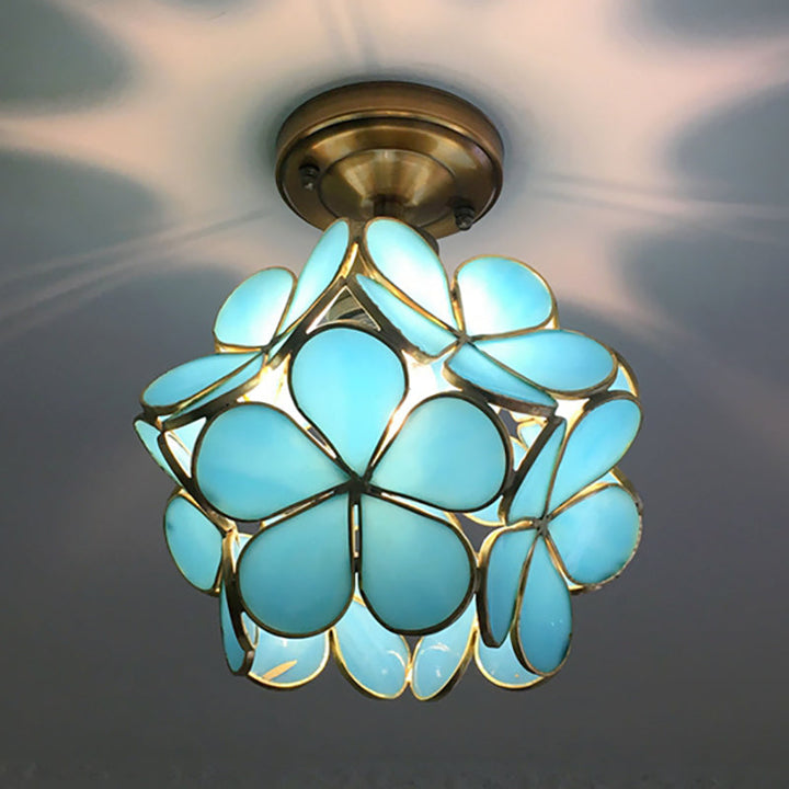 1-Light Retro Ceiling Lamp | Tiffany-Style Stained Glass, 20cm Wide