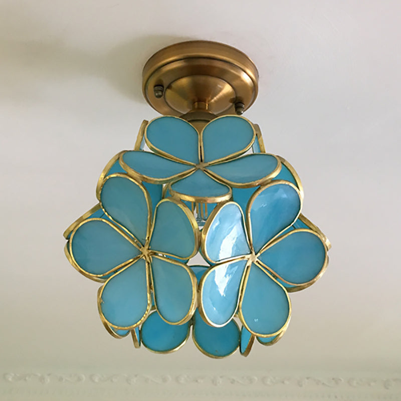 1-Light Retro Ceiling Lamp | Tiffany-Style Stained Glass, 20cm Wide