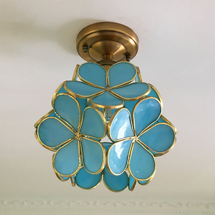 1-Light Retro Ceiling Lamp | Tiffany-Style Stained Glass, 20cm Wide