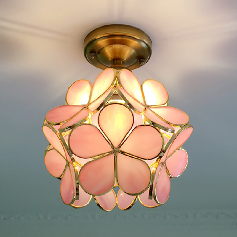 1-Light Retro Ceiling Lamp | Tiffany-Style Stained Glass, 20cm Wide