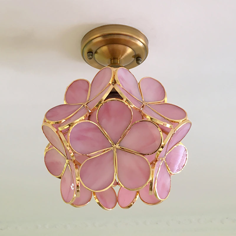 1-Light Retro Ceiling Lamp | Tiffany-Style Stained Glass, 20cm Wide