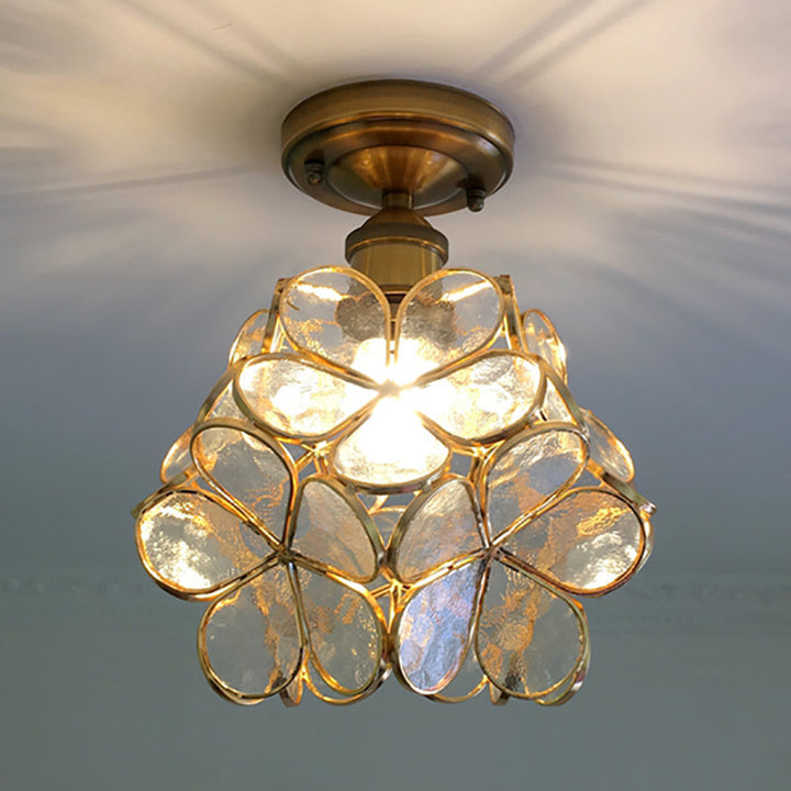 1-Light Retro Ceiling Lamp | Tiffany-Style Stained Glass, 20cm Wide