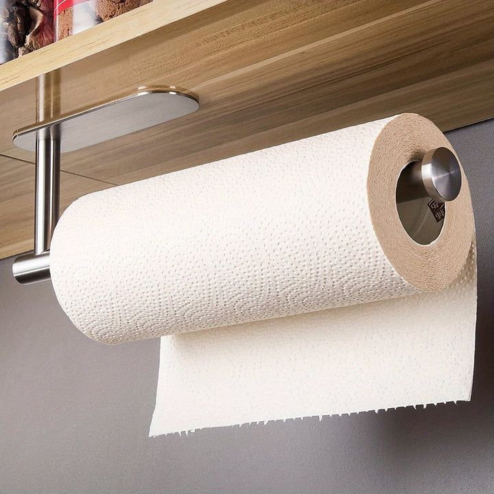 Self-adhesive tissue holder | stainless steel under-cabinet towel holder without drilling