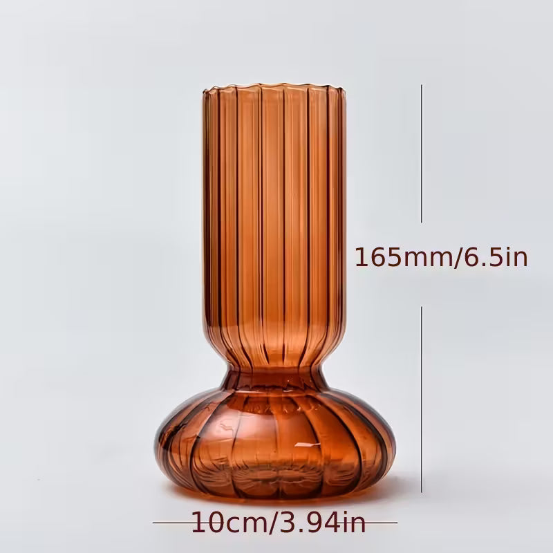 Stylish Ribbed Glass Vase | Hydroponic &amp; Decorative Vase | 3 Unique Variants