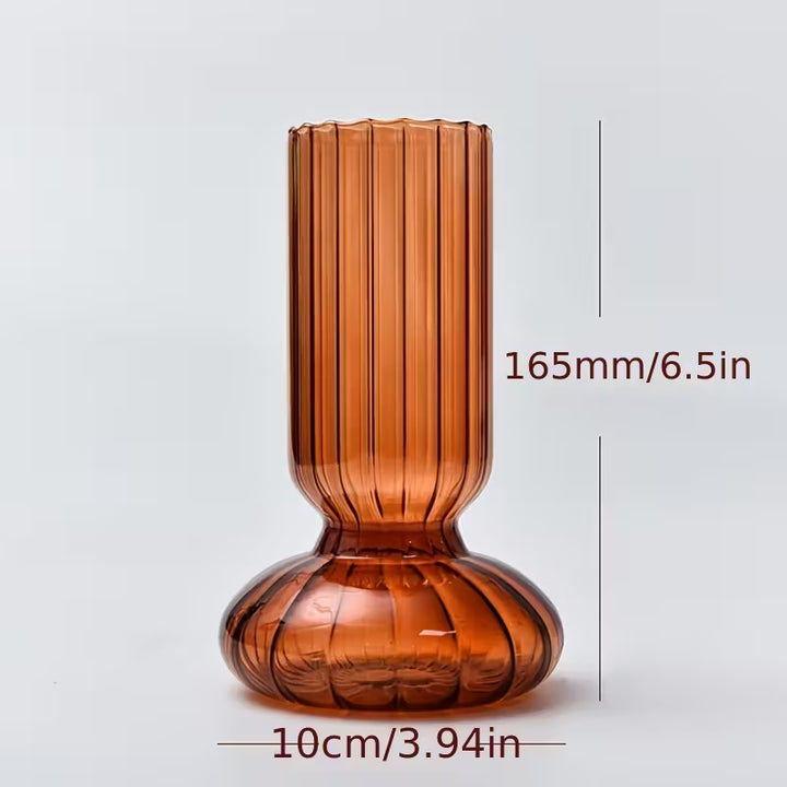 Stylish Ribbed Glass Vase | Hydroponic &amp; Decorative Vase | 3 Unique Variants