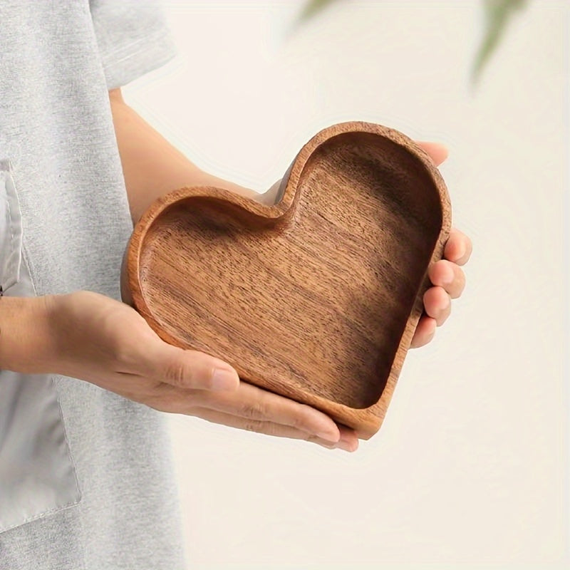 Heart-shaped Tray Made of Solid Walnut Wood | Decorative Wooden Serving Tray