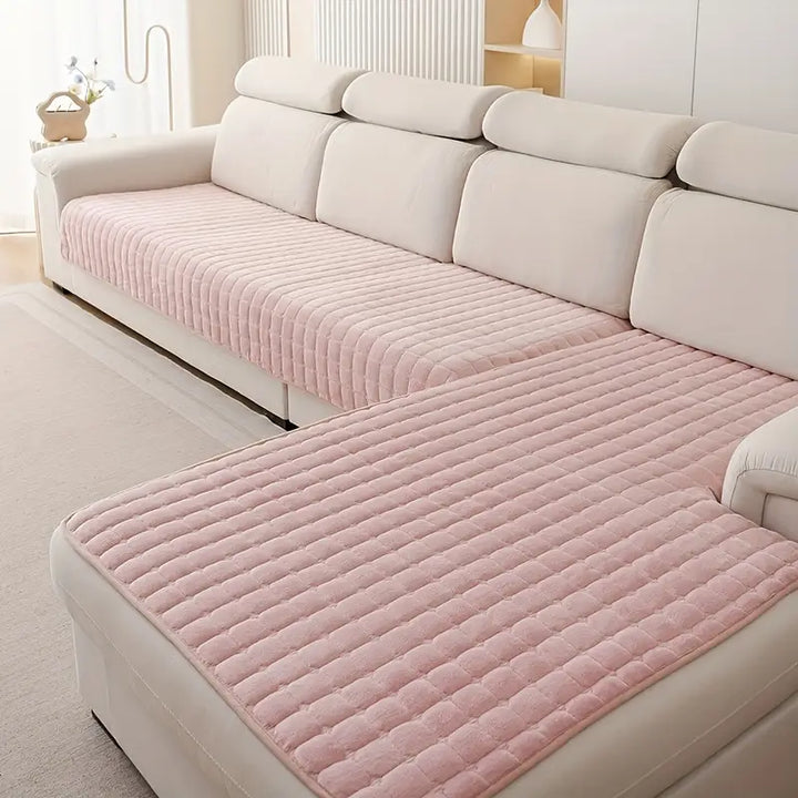 2-Piece Elegant Quilted Flannel Sofa Covers | Durable &amp; Soft