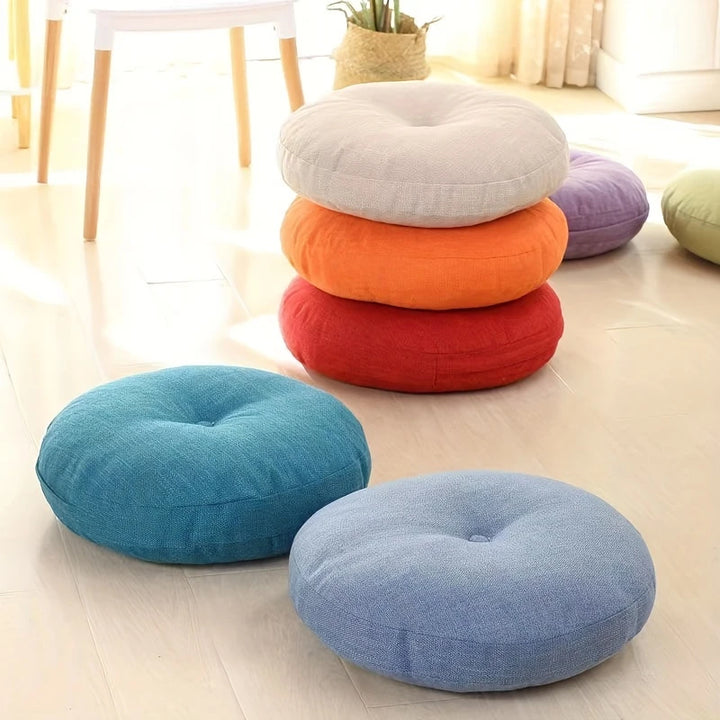 Japandi Linen Floor Cushion | Round, 40 cm, Removable Cover