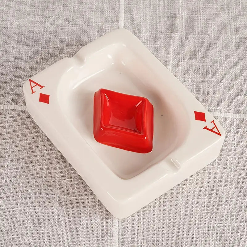 Keramische Asbak | Elegant Spelkaart Design | Hittebestendig