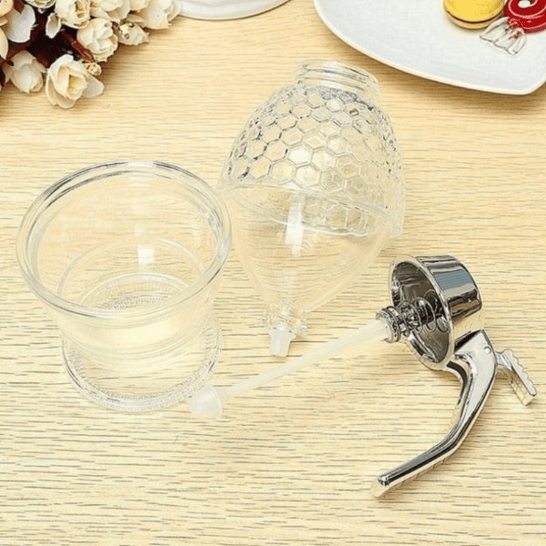 HoneySaver | Honey Dispenser Kettle with No-Drip Technology | Transparent &amp; Elegant Design