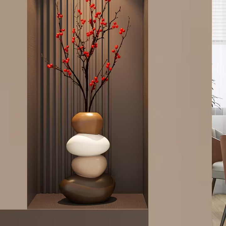 ZenStone™ Hand-Painted Resin Vase | Soothing Stone Decoration