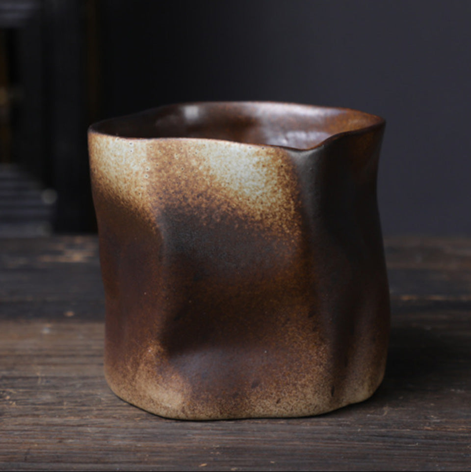 Twisted Ceramic Mug – Handmade Retro Cup (280ml)