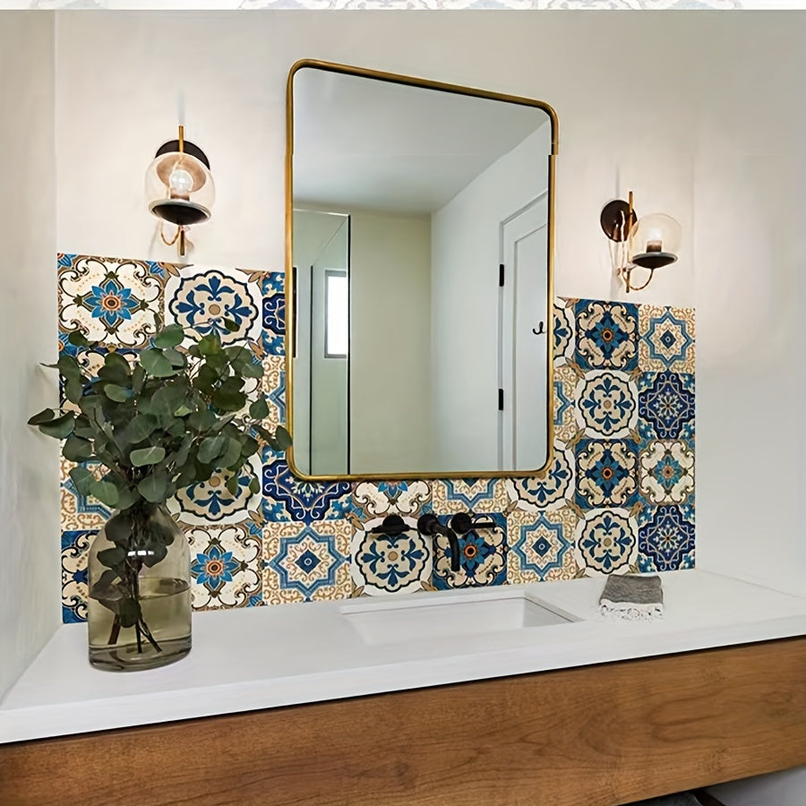 DIY Moroccan Tile Stickers | Waterproof PVC Wall Stickers for Kitchen &amp; Bathroom