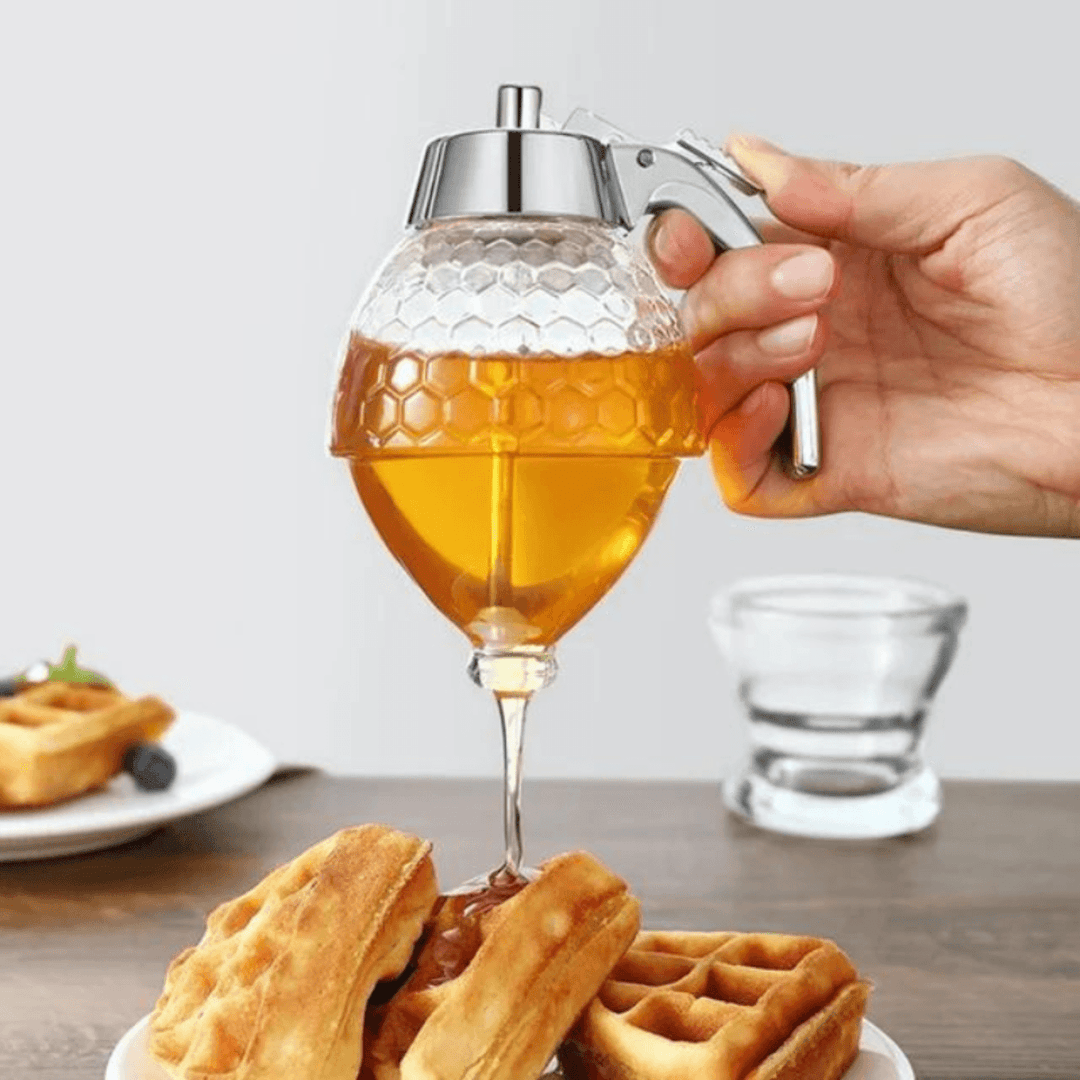 HoneySaver | Honey Dispenser Kettle with No-Drip Technology | Transparent &amp; Elegant Design