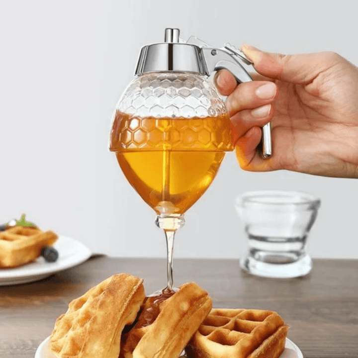 HoneySaver | Honey Dispenser Kettle with No-Drip Technology | Transparent &amp; Elegant Design