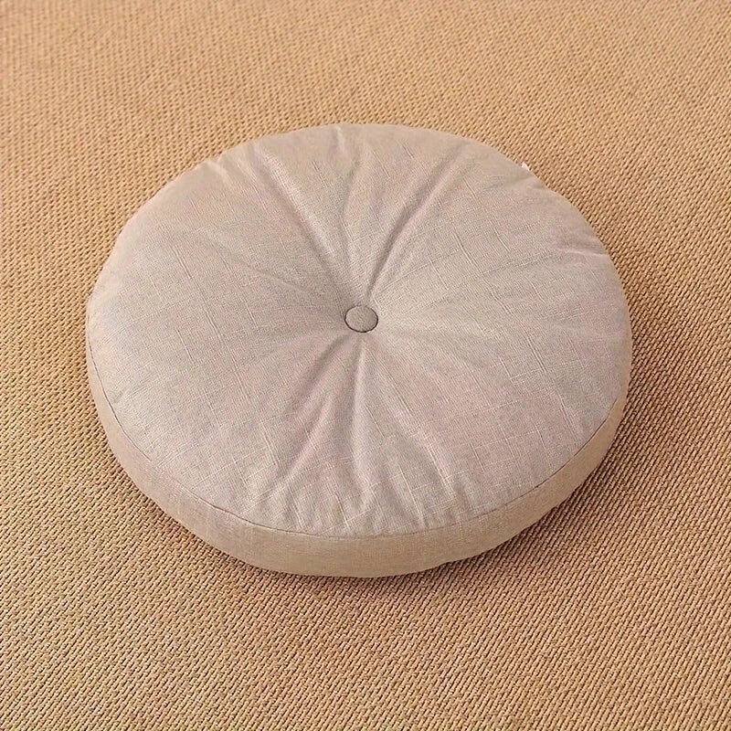 Japandi Linen Floor Cushion | Round, 40 cm, Removable Cover