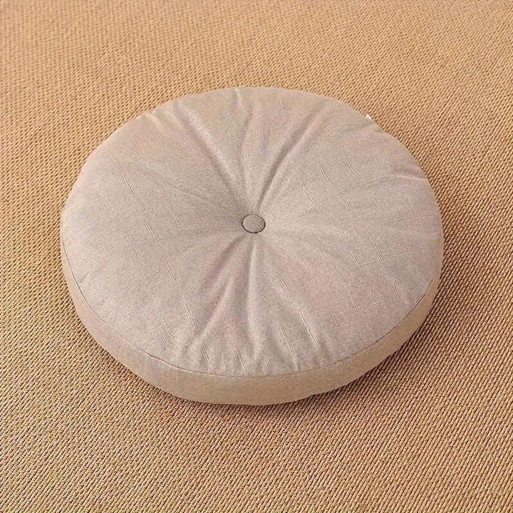 Japandi Linen Floor Cushion | Round, 40 cm, Removable Cover