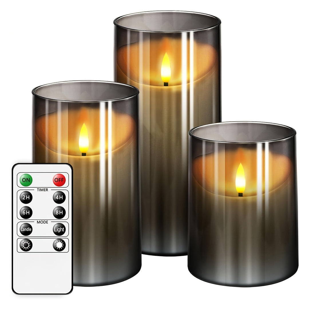 GlowLume™ Set of 3 Flameless LED Candles | Dimmable with Remote Control