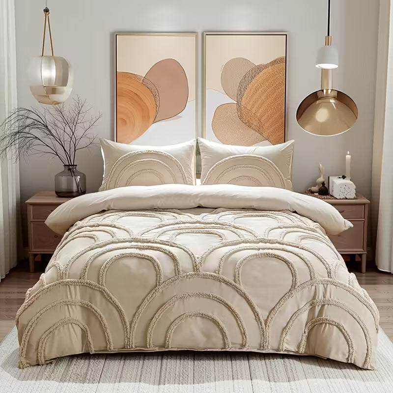 Boho Duvet Cover Set | 3-Piece with Pillowcases | Soft Microfiber &amp; Zipper Closure