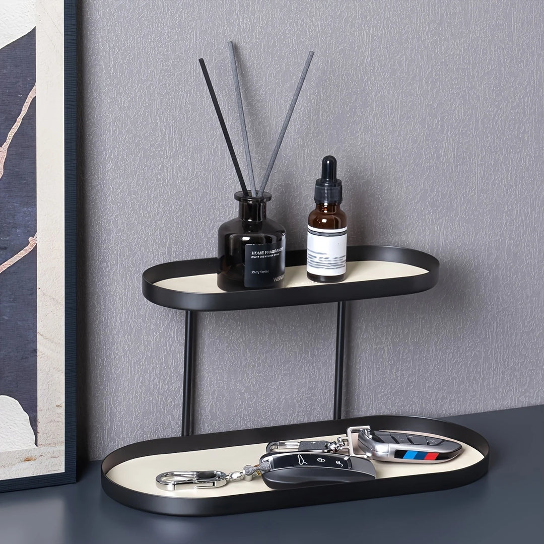 Chic Oval Double Storage Rack | Organizer for Jewelry, Makeup &amp; Keys