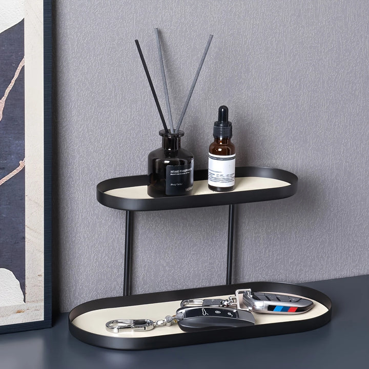 Chic Oval Double Storage Rack | Organizer for Jewelry, Makeup &amp; Keys