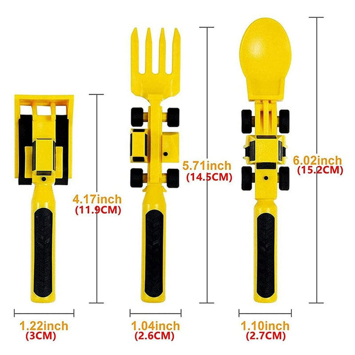 EasySmullers™ | Children's Excavator Cutlery &amp; Plate Set | Mealtime Fun for Kids