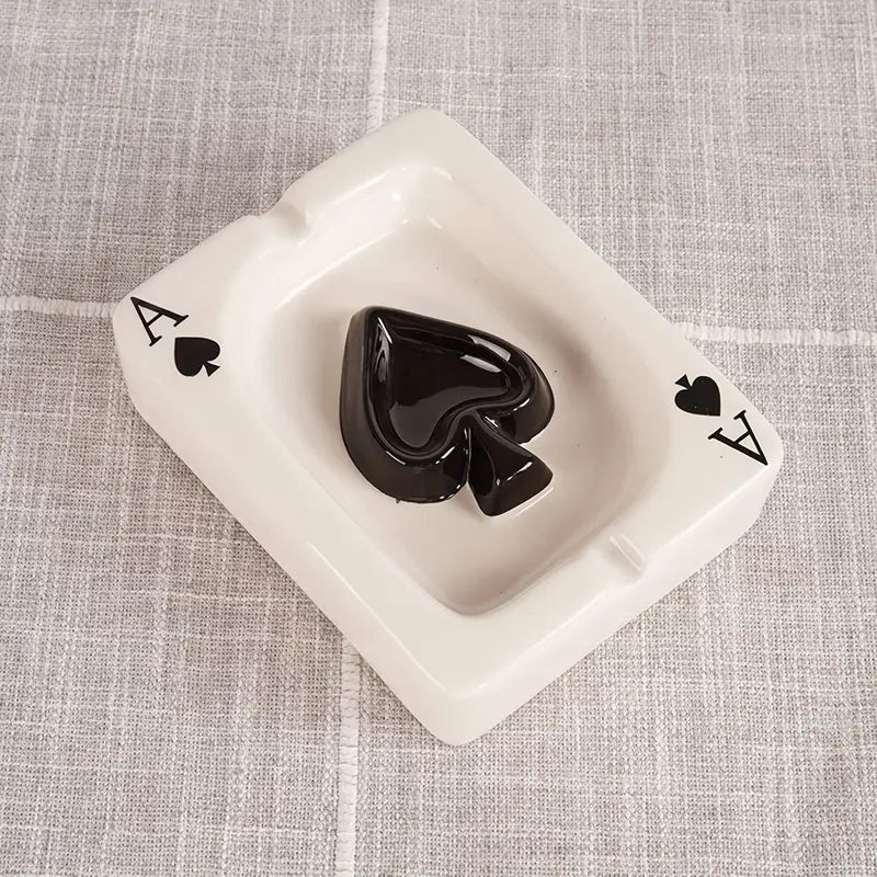 Keramische Asbak | Elegant Spelkaart Design | Hittebestendig