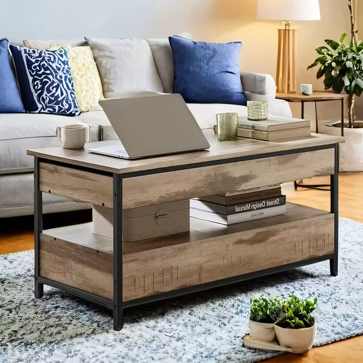 Modern Farmhouse Coffee Table | Lift-Top Design with Storage Drawers