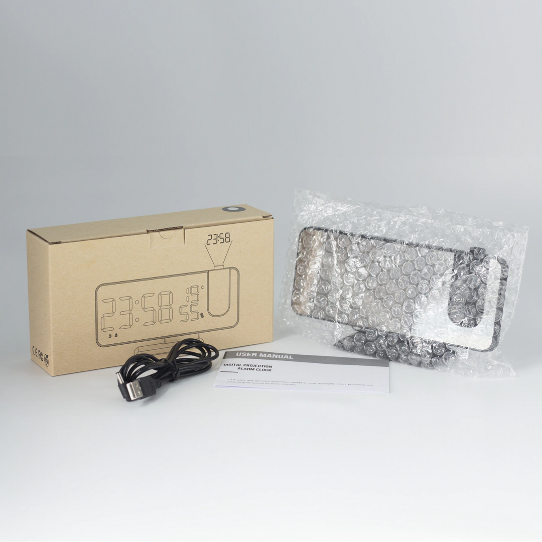 Astronatic Alarm | The Best Alarm Clock with LED Screen - 180° Projector - USB Charger