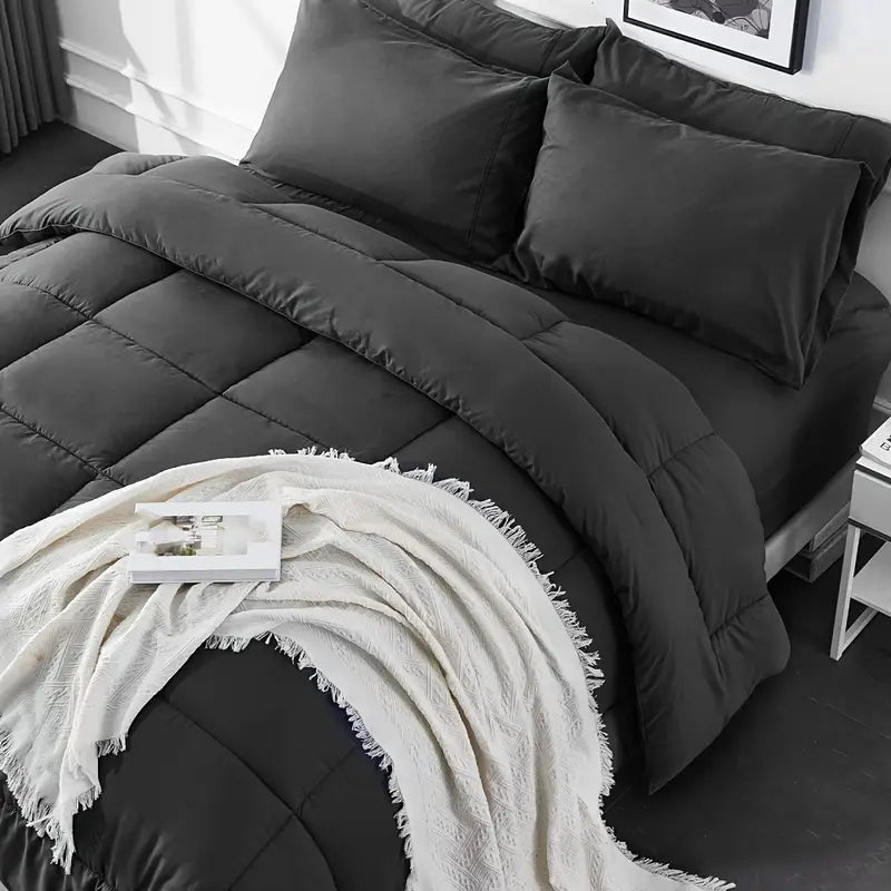 CozyWeave | Dark Gray 3-Piece Quilted Duvet with Pillowcases