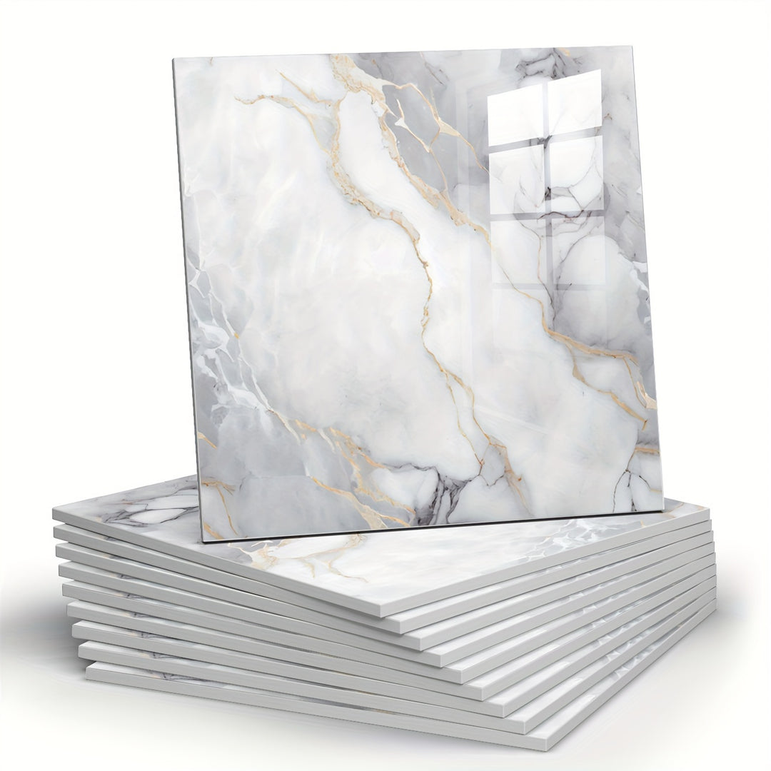 MarbleStick | Self-Adhesive Faux Marble Wall Tiles – Pack of 10